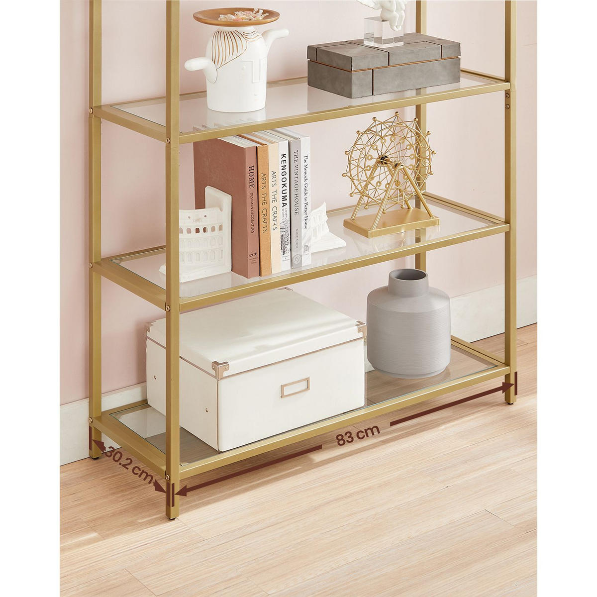 BÜCHERREGAL TRIPOLI - Goldfarben, Metall (83/183.5/30.2cm) - Hansiro