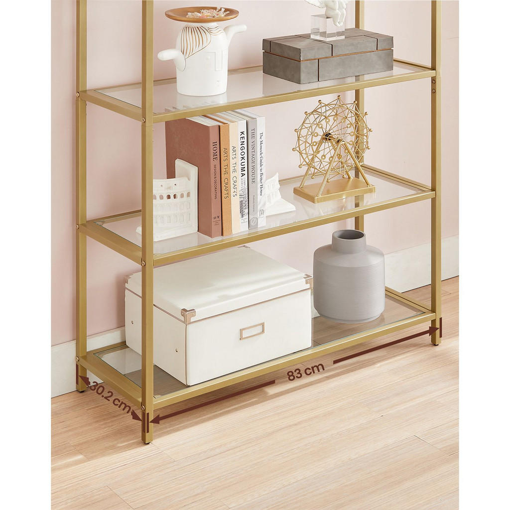 Thumbnail - Hansiro Bücherregal, Gold, Metall, 83x183.5x30.2 cm, Wohnzimmer, ,