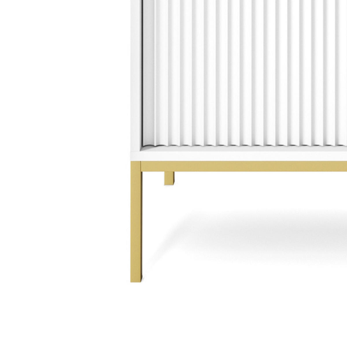 HOCHKOMMODE NOVA Geriffelt, 2-Türen, KOMMODE Schwarz, Goldfüße 104x39x cm Weiß - Goldfarben/Weiß, Holzwerkstoff/Kunststoff (104/125/39cm) - DomoHome