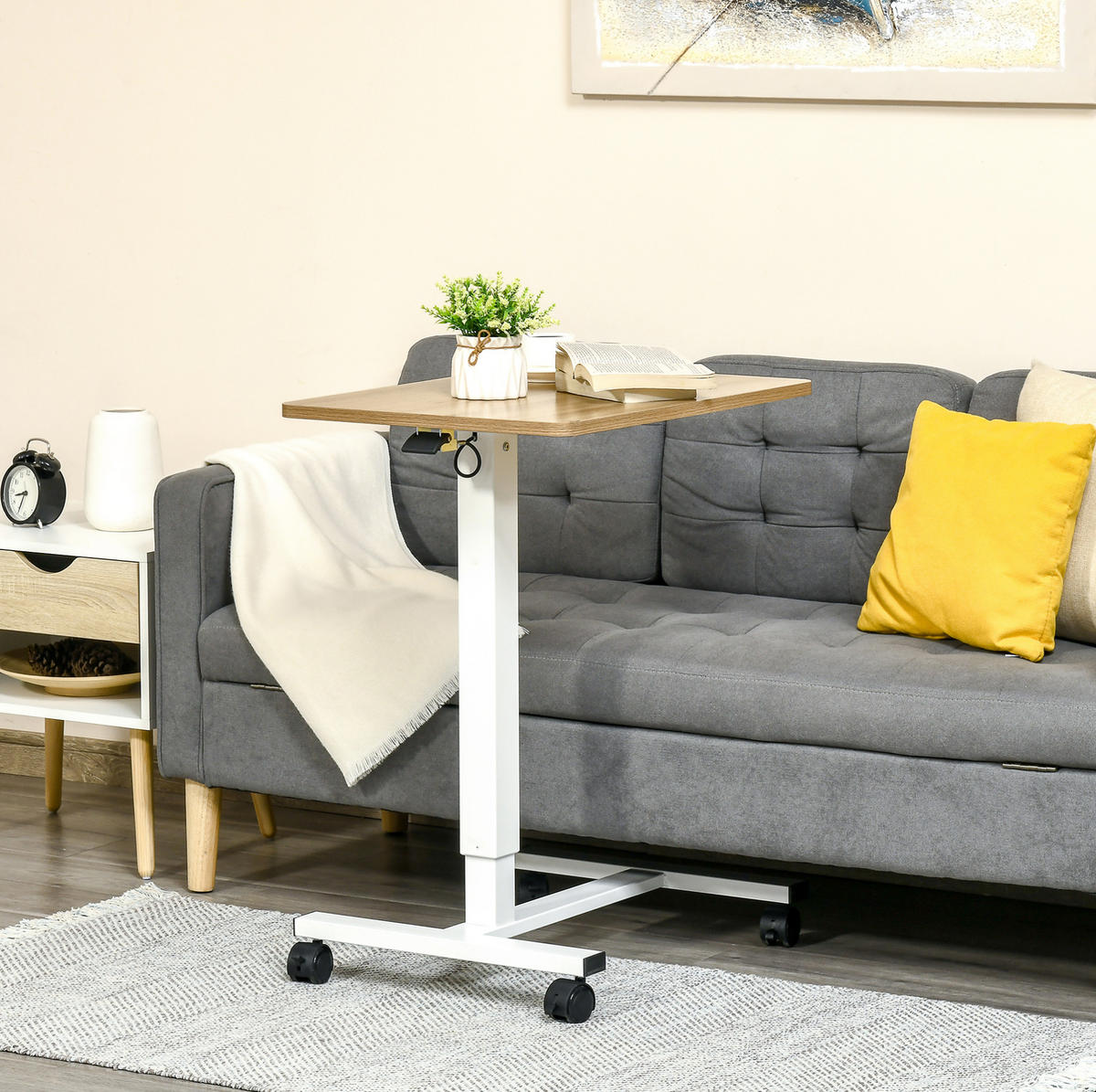 SCHREIBTISCH höhenverstellbar 65 x 48 x 70-110 cm Stahl Natural - Braun, Metall (65/48/110cm) - Meubliv