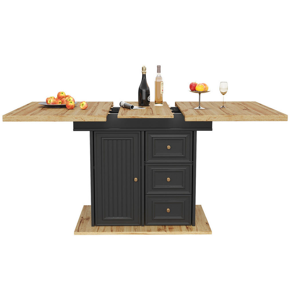 Modfu JÍDELNÍ stůl 140x80x75 cm v přírodním dekoru z MDF a kovu rozkládací s úložným prostorem