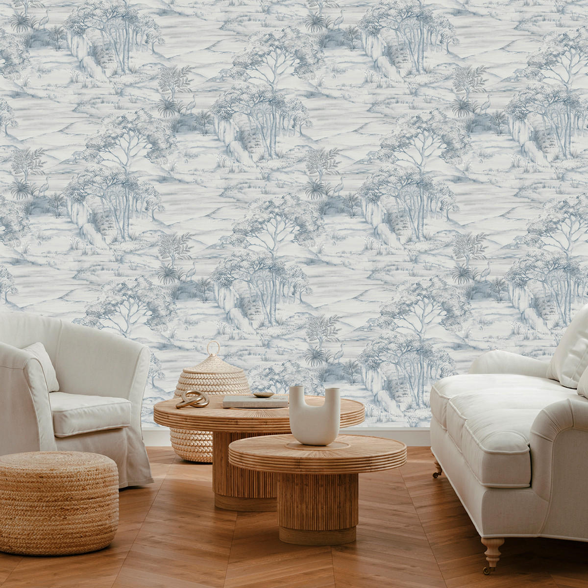 TAPETE Landschaft 53 cm x 10,05 m - Blau, Papier (53/1000cm) - Sanders & Sanders