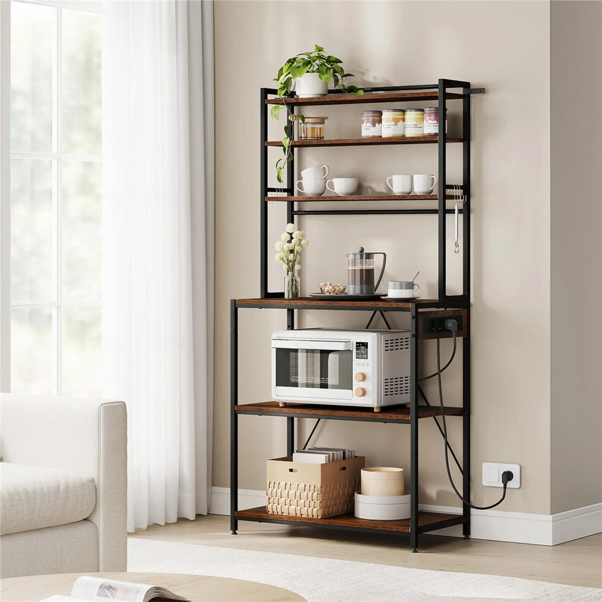 KÜCHENREGAL Steckdose 60x167x40 cm Braun Standregal - Braun, Metall (60/167/40cm) - Kaket