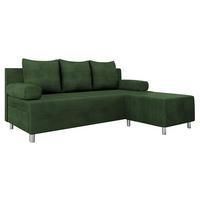 SCHLAFSOFA Dover Cord mit Polsterhocker - Chromfarben/Grün, Holz/Kunststoff (192/80cm) - MIRJAN24