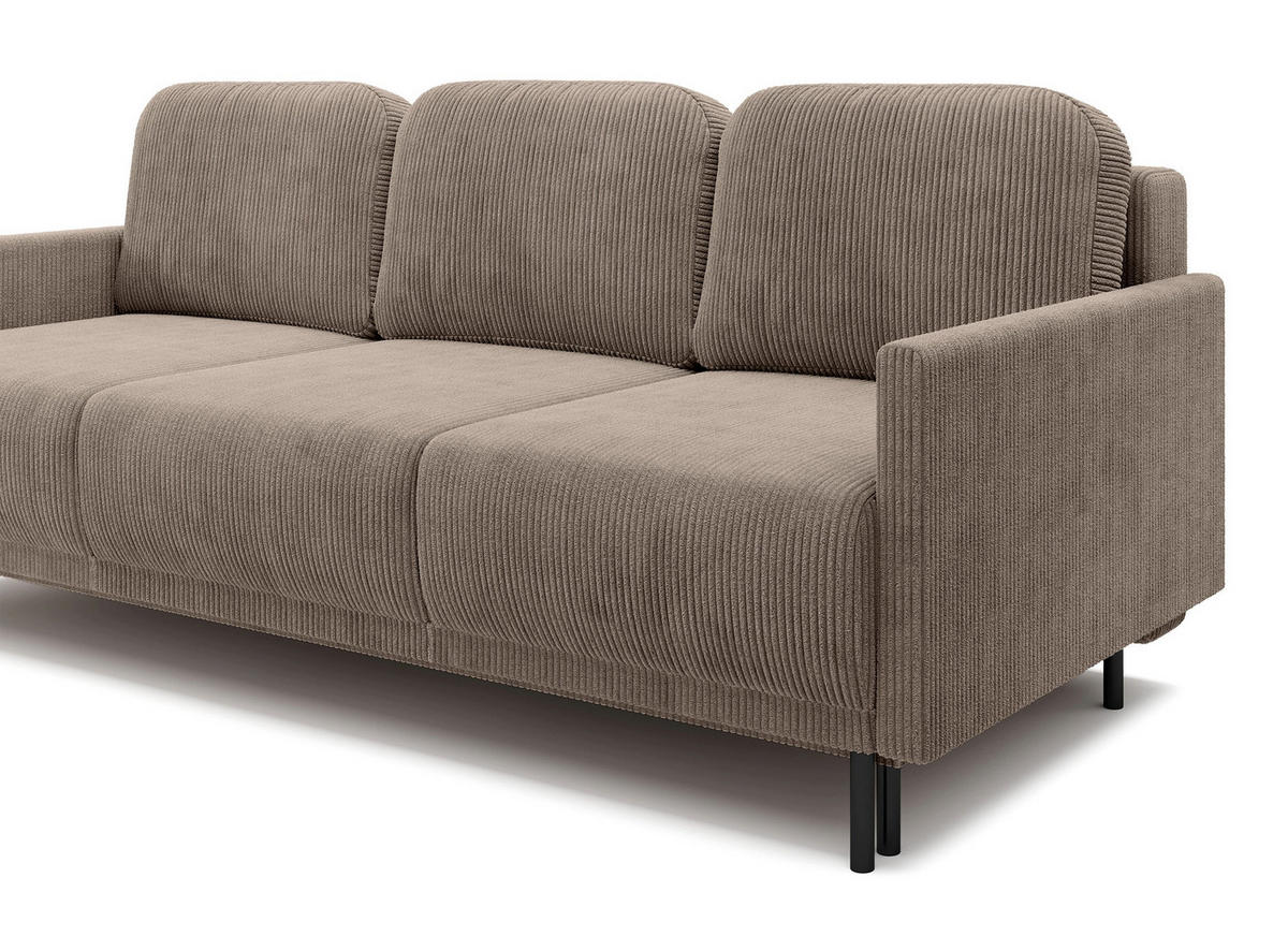 SCHLAFSOFA Hamiel Beige Cordbezug 212 cm - Beige/Schwarz, Holz/Textil (212/87/97cm) - Selsey