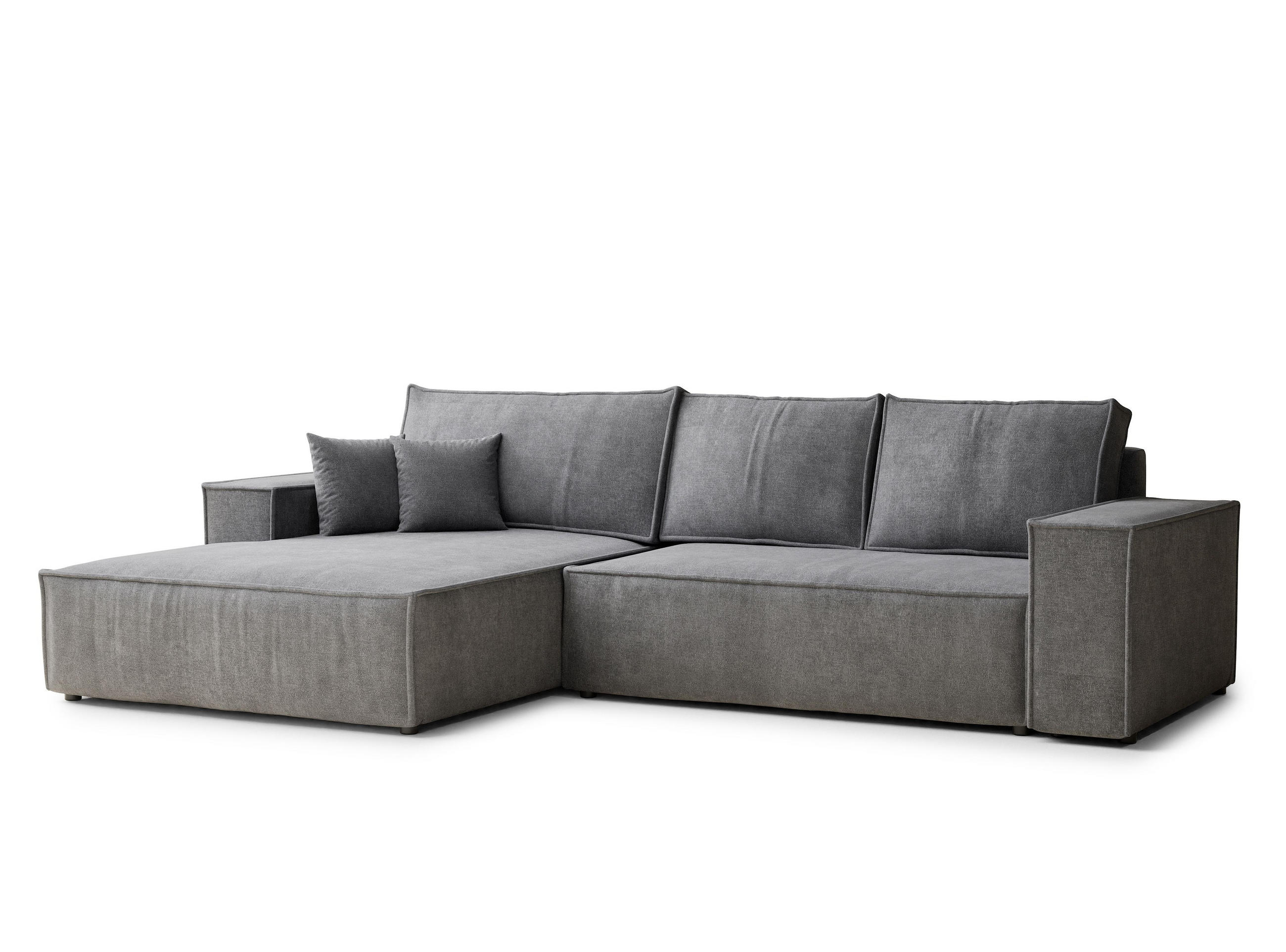 ECKSOFA Maze Grau Chenille-Stoff - Rechts Seite - Schwarz/Grau, Holz/Holzwerkstoff (185/294cm) - Maison de Reve