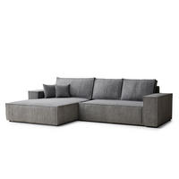 ECKSOFA Maze Grau Chenille-Stoff - Rechts Seite - Schwarz/Grau, Holz/Holzwerkstoff (185/294cm) - Maison de Reve
