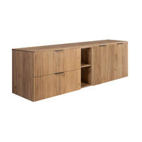 BADEZIMMER-SET, 57×46×180 cm, Eiche Craft, schwarzer Griff - Braun, Holzwerkstoff (180/57/46cm) - 3XE LIVING