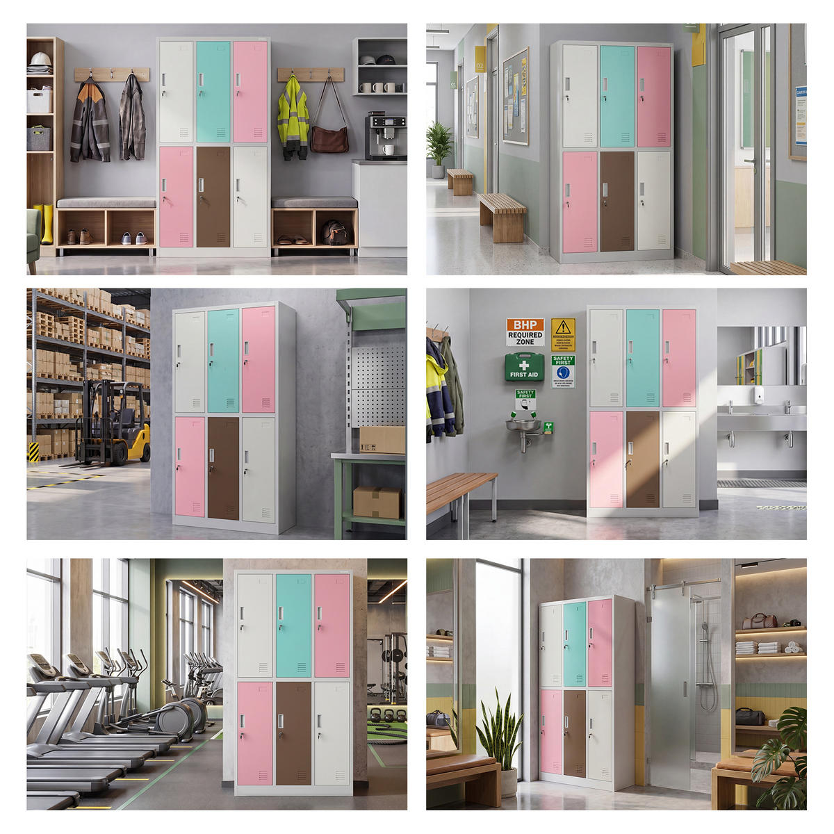 ARBEITSSCHUTZ-KLEIDERSCHRANK IGOR 185x90x45 cm - Pastellblau/Rosa, Metall (90/185/45cm) - Jan Nowak