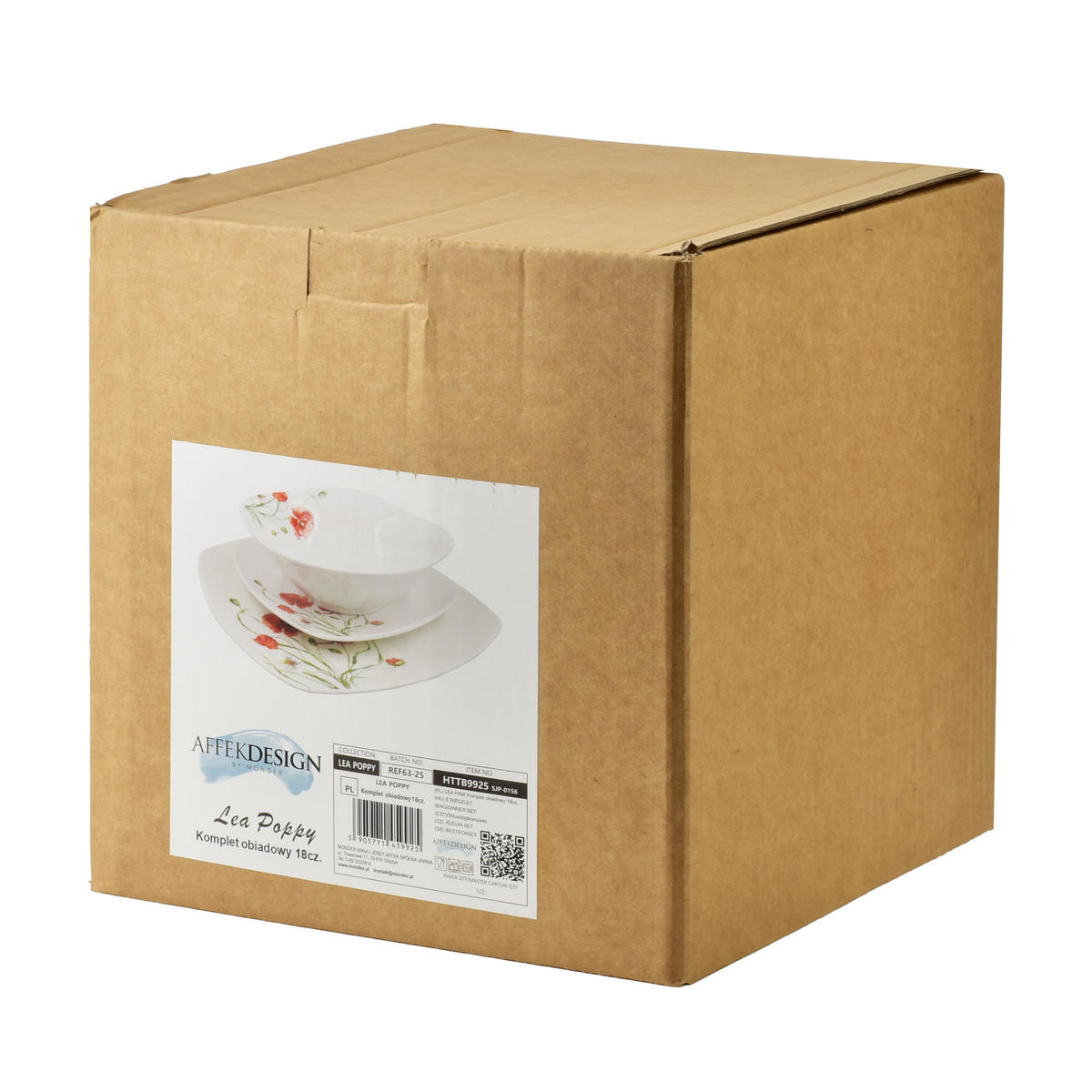 GESCHIRR-SET Lea 18-tlg Rot 30/30/20cm Porzellan - Rot, Keramik (30/20/30cm) - Mondex