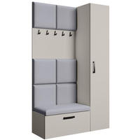 GARDEROBE Margaret I+IV 121/203/43 mit gepolsterten Paneelen - Kaschmir/Schwarz, Holzwerkstoff/Kunststoff (121/203/43cm) - Beautysofa