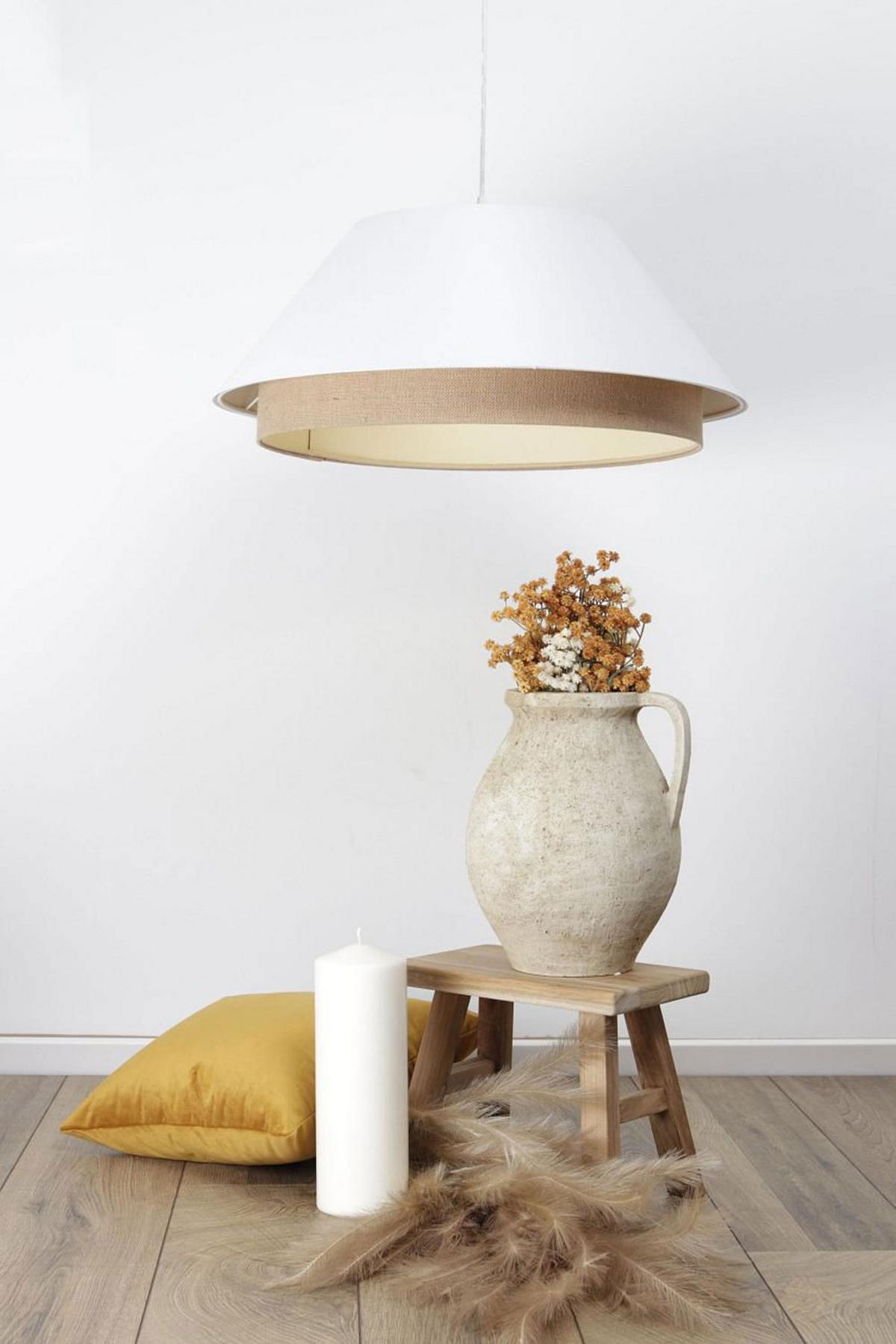 HÄNGELEUCHTE Weiß 60/25 cm - Beige/Weiß, Kunststoff (60/1.3/25cm) - ONZENO