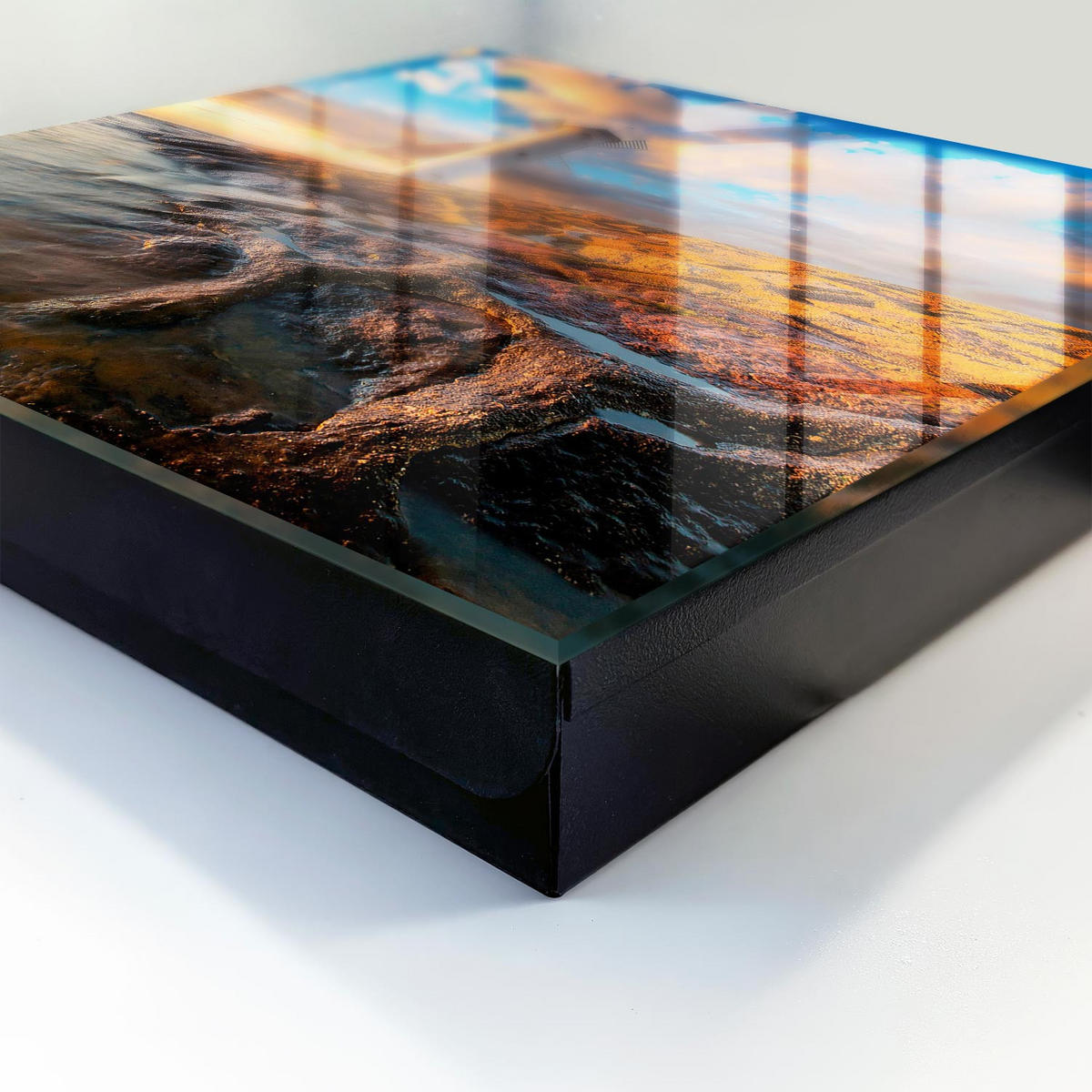 SCHLÜSSELBOX Schwarz 30x30 cm- Türöffnung nach rechts - Leuchtturm - Blau, Metall (30/30/5cm) - TULUP