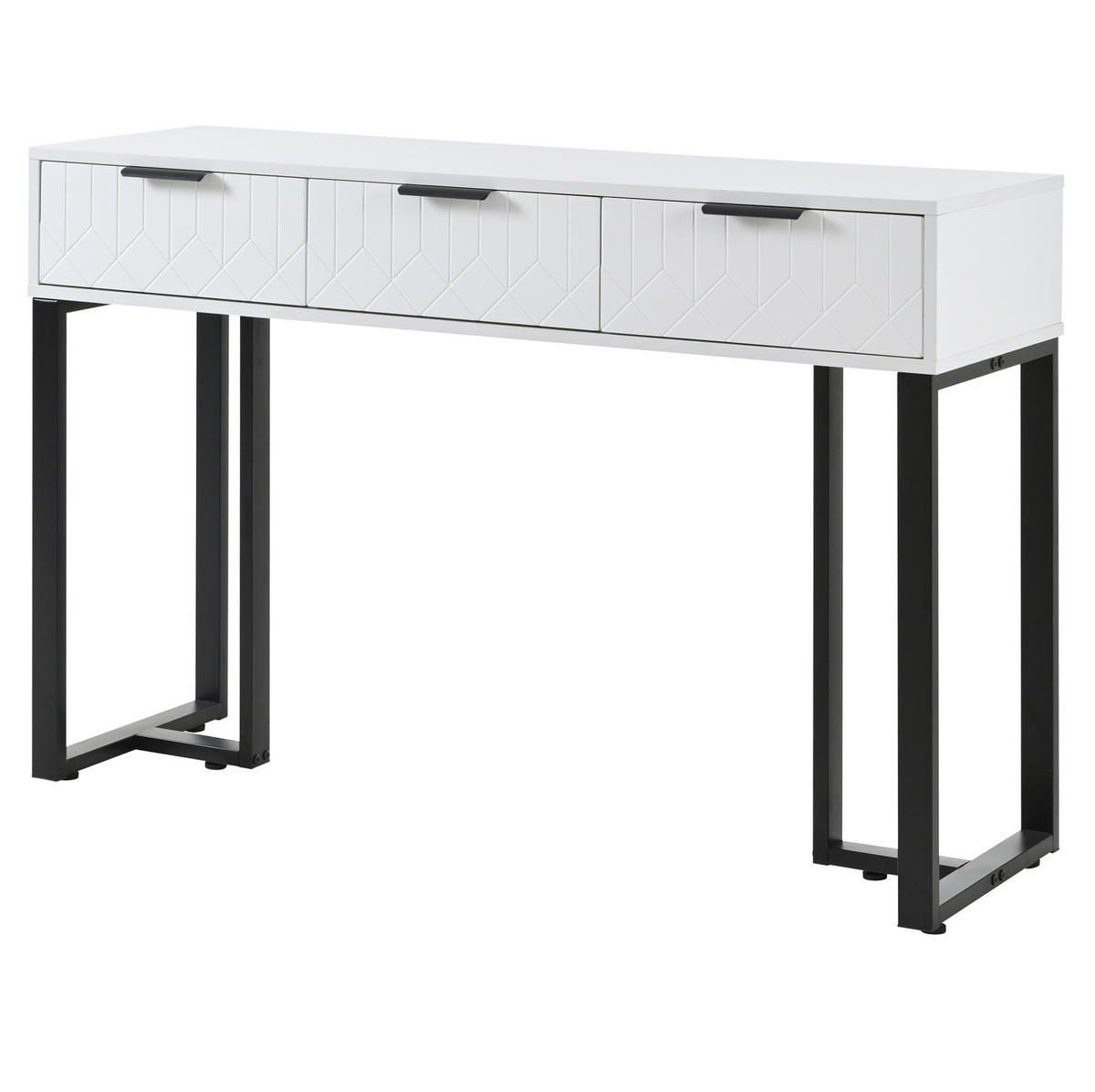 KONSOLENTISCH aus MDF 120x36x80 cm Schwarz/Weiß mit 2 Schubladen, goldfarbenem Metallgestell und verstellbaren Fußpolstern - Schwarz, Holzwerkstoff (36/120/80cm) - Modfu