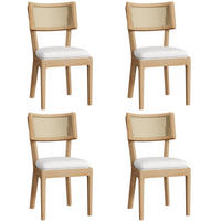 ESSZIMMERSTUHL 4er Set Massivholz Rattan Leinen Natur - Naturfarben, Holz (58/88/50cm) - FLIEKS