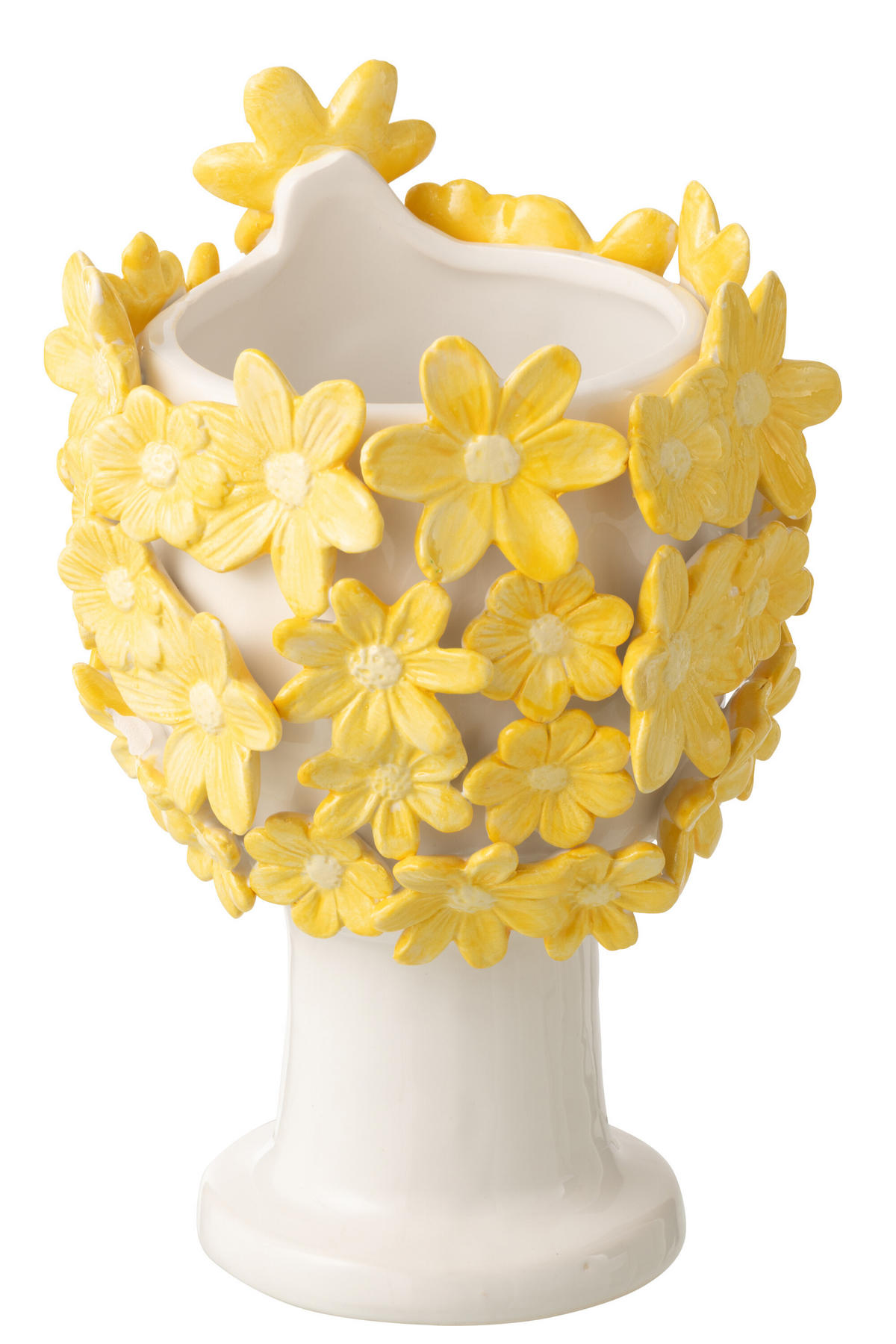 BLUMENTOPF BLUMENMÄDCHEN Weiß - Gelb, Keramik (16.5/24.5cm) - J-Line