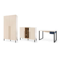 JUGENDZIMMER-SET SORENTO D 3-teilig in Sandbeige/Geölte Eiche/Royalblau - Eichefarben/Beige, Holzwerkstoff (335/195/56cm) - Deine Möbel 24