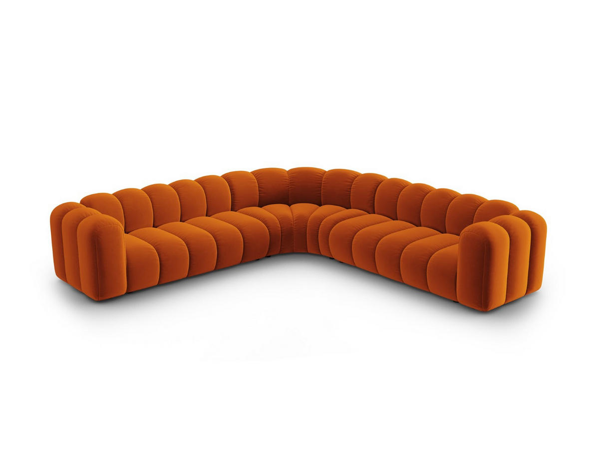 ECKSOFA symmetrisch modular Lupine aus Samt terrakotta 5 Sitzplätze - Terracotta, Textil (309/309cm) - Micadoni