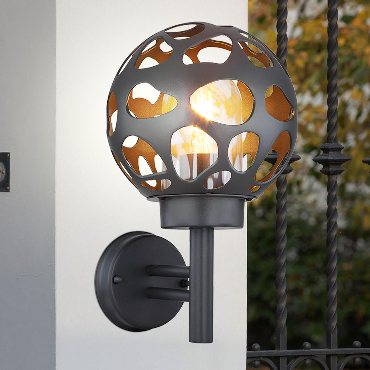 LED AUSSENLEUCHTE Edelstahl Anthrazit - Anthrazit, Metall (22.5/20/32.7cm) - Globo Lighting