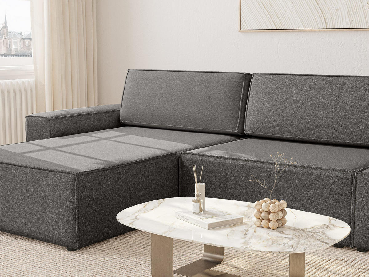 ECKSOFA Lummo Re mit Schlaffunktion, Graphit - Graphitfarben, Textil (323/185cm) - Fedve