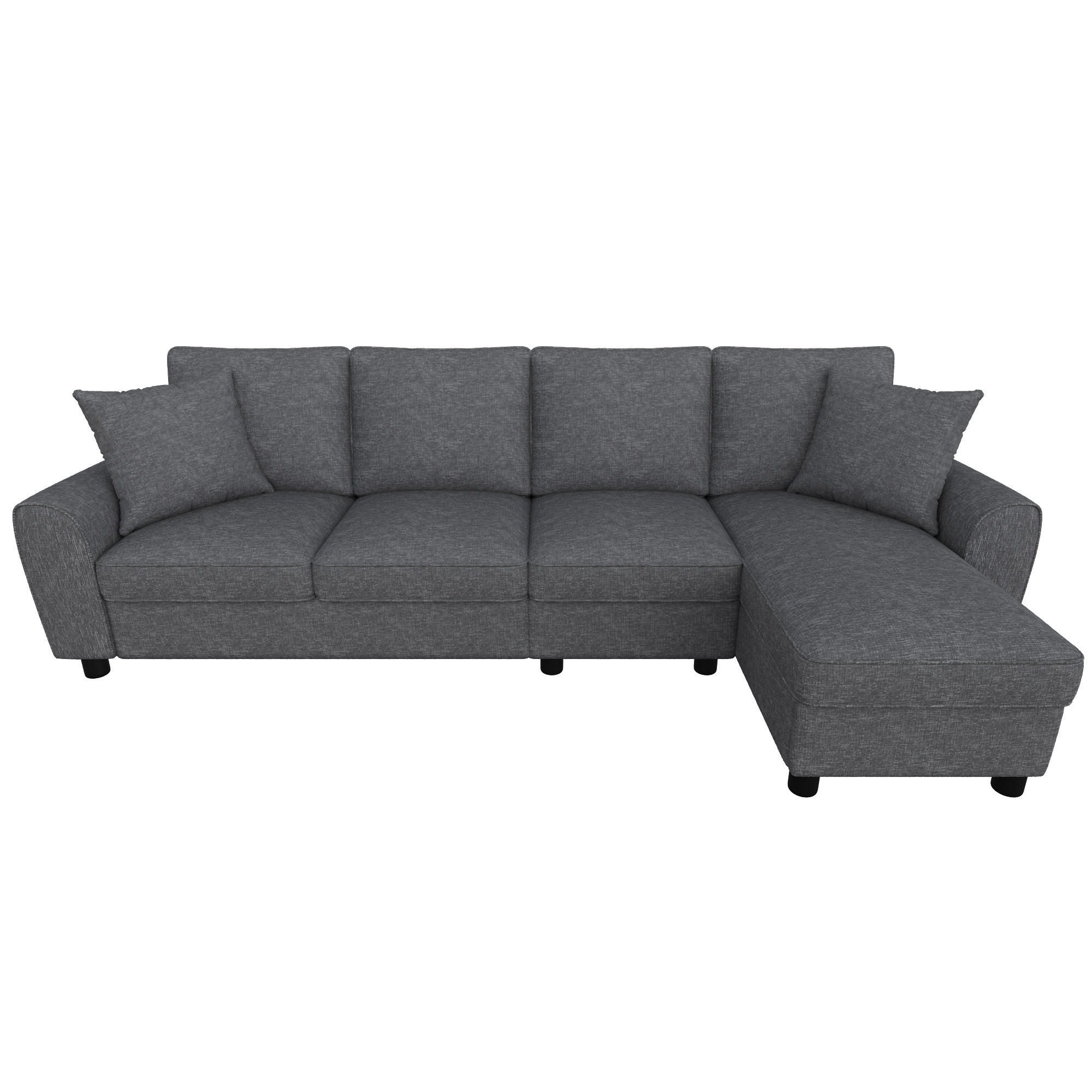 ECKSOFA L Form 3-Sitzer Chenille Stauraum Getränkehalter Grau 280cm - Grau, Textil (280/136cm) - FLIEKS