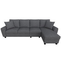 ECKSOFA L Form 3-Sitzer Chenille Stauraum Getränkehalter Grau 280cm - Grau, Textil (280/136cm) - FLIEKS