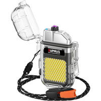 FEUERZEUG mit Taschenlampe und Pfeife Schwarz - Multicolor, Kunststoff (3/1.5/7cm)