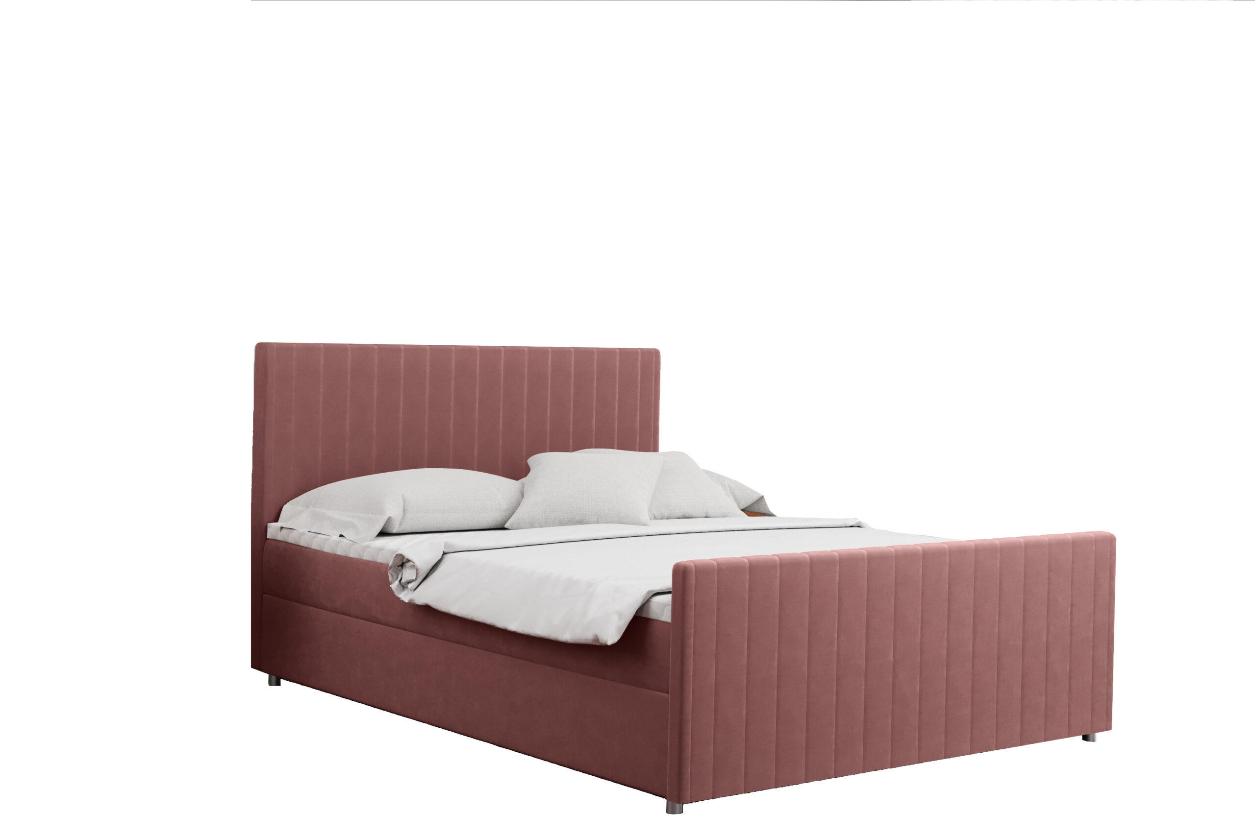 BOXBETT mit Bettkasten Matratze Topper LATINO stoff Velvet 200x200 cm Rosa H2-Pocket - Rosa, Holz/Holzwerkstoff (200/200cm) - Kaiser Möbel