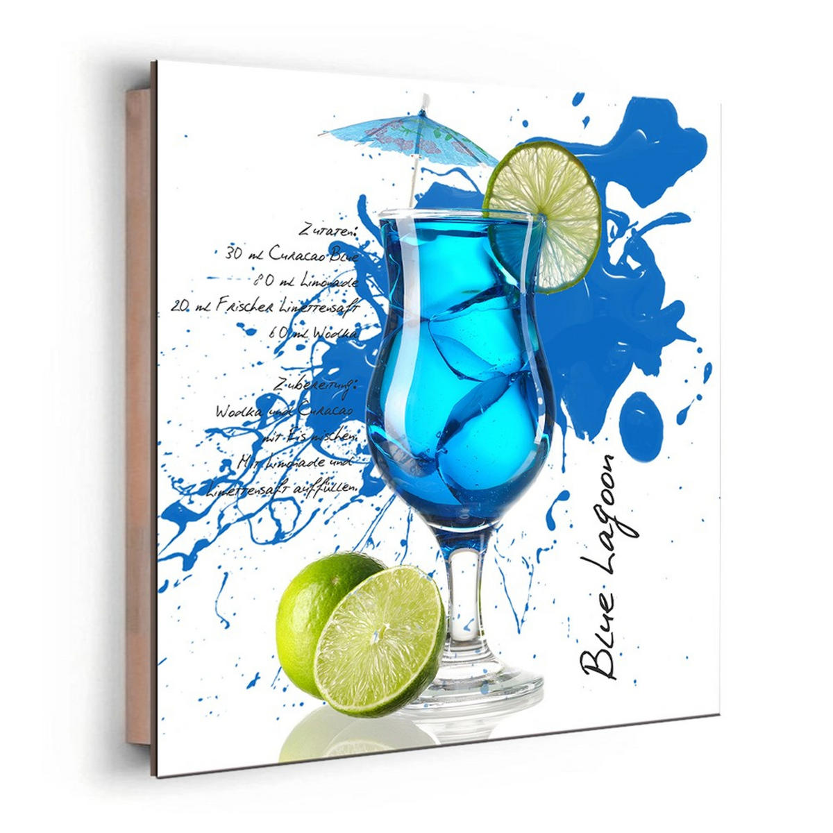 BILD 30x30 cm Küche Cocktail blau grün - Blau, Holzwerkstoff (30/30/2cm) - artissimo