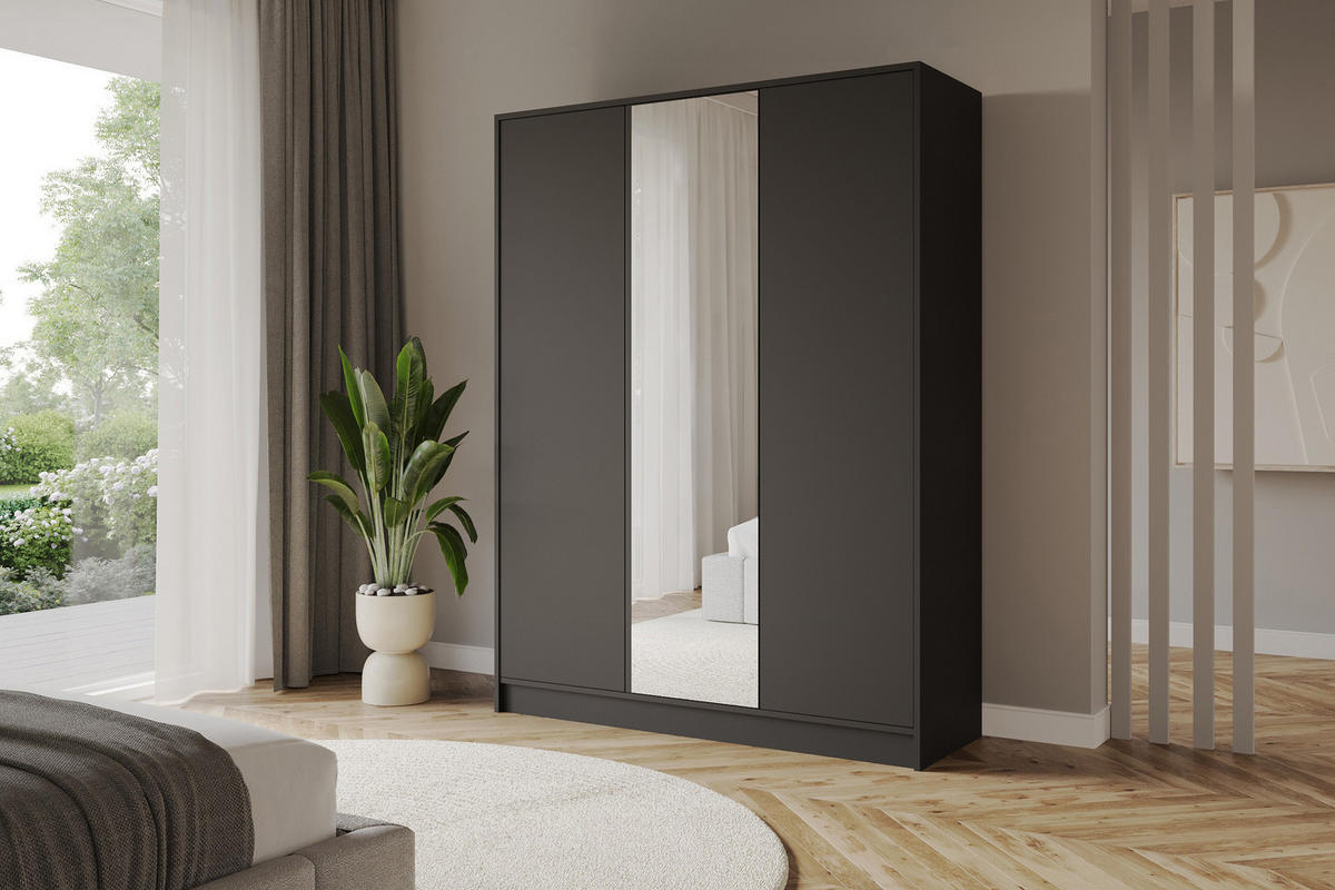 KLEIDERSCHRANK - LUSSO - 150 - Schwarz - Goldfarben/Schwarz, Holzwerkstoff (150/200/51cm) - ALTDECOR