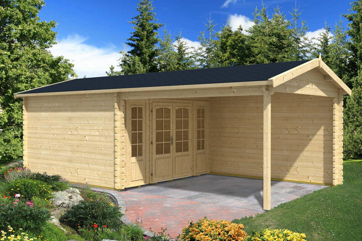 GARTENHAUS Holz Freiburg - Naturfarben, Holz (756/270/400cm) - Alpholz