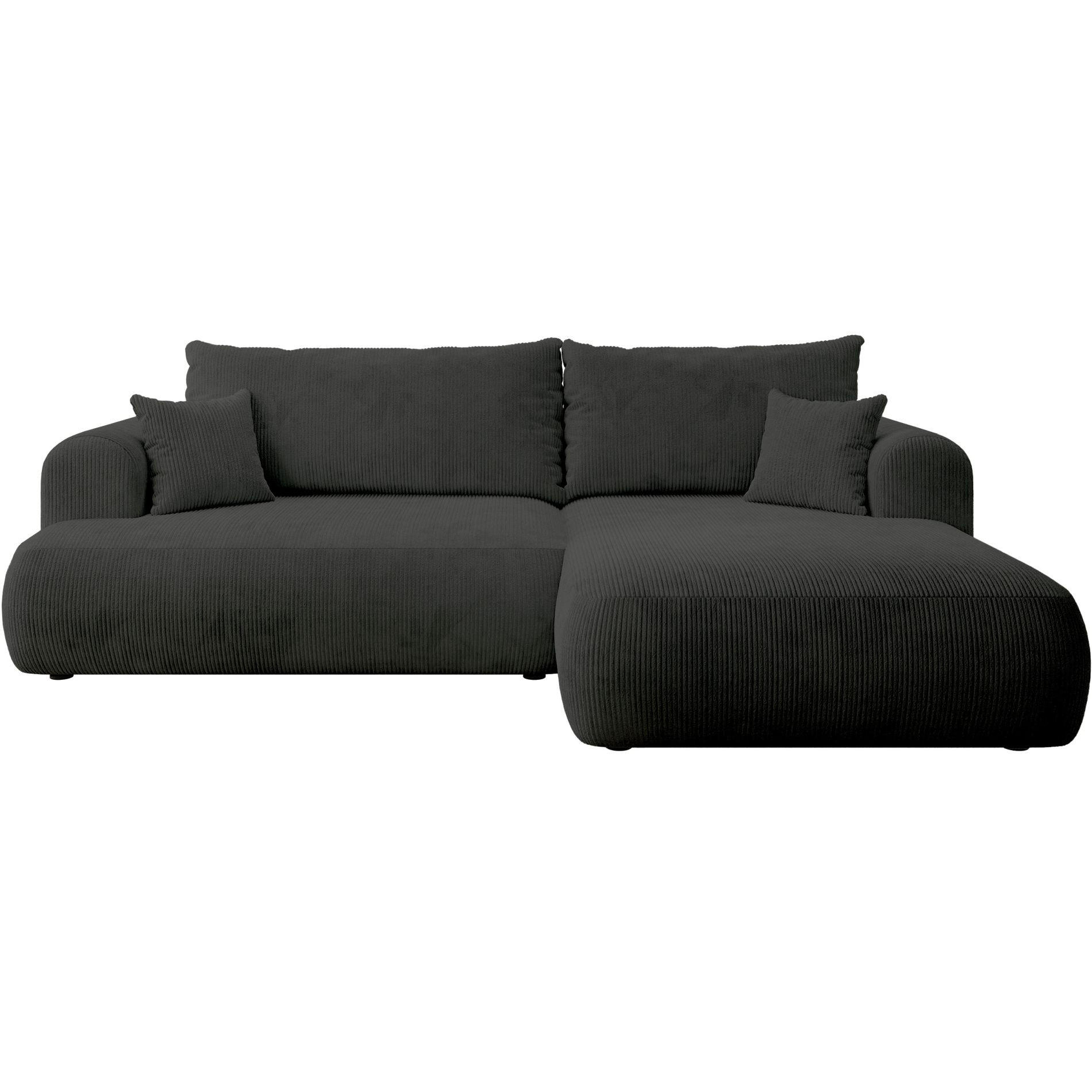 ECKSOFA Ovo Cord mit Cordbezug Dunkelgrau, rechts - Dunkelgrau/Schwarz, Textil (260/165cm) - Selsey