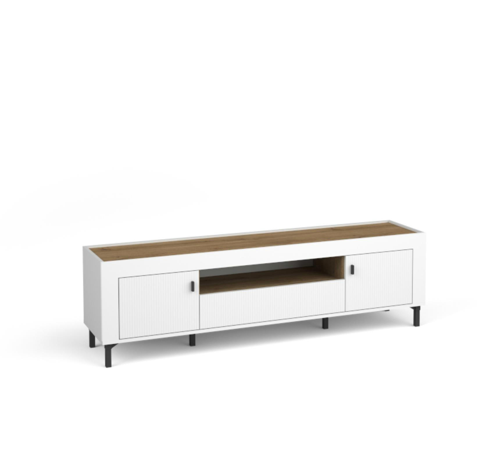 TV-SCHRANK Mossa Weiß - Schwarz/Weiß, Holzwerkstoff (177/52/40cm) - Bettso