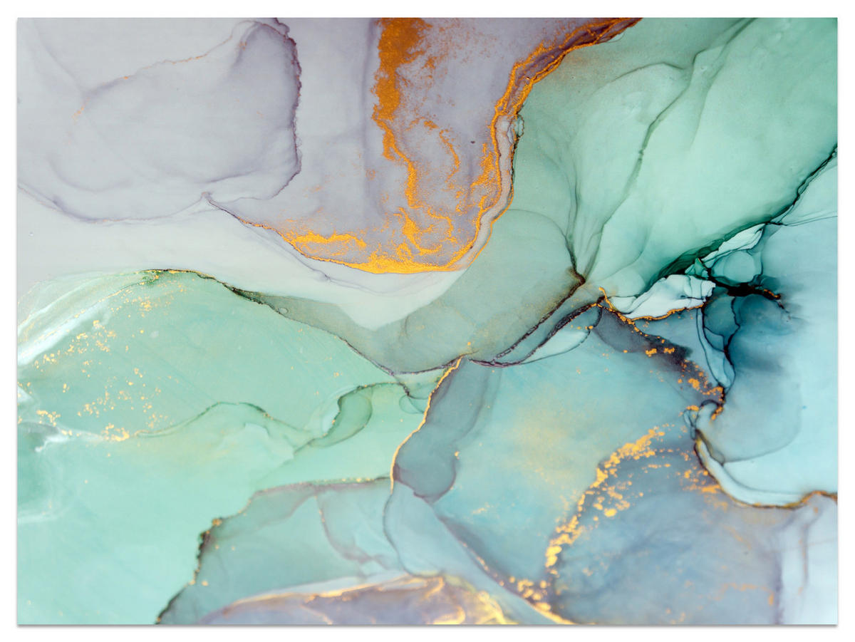 FOTOTAPETE für Badezimmer Blauer Marmor Goldadern Vintage 350x256 - Violett/Grün, Papier (350/256cm) - Muralo