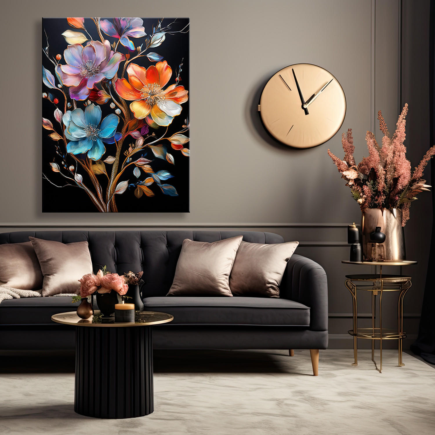 WANDBILD bunte blumen abstraktion - Multicolor, Textil (40/60cm) - Feeby