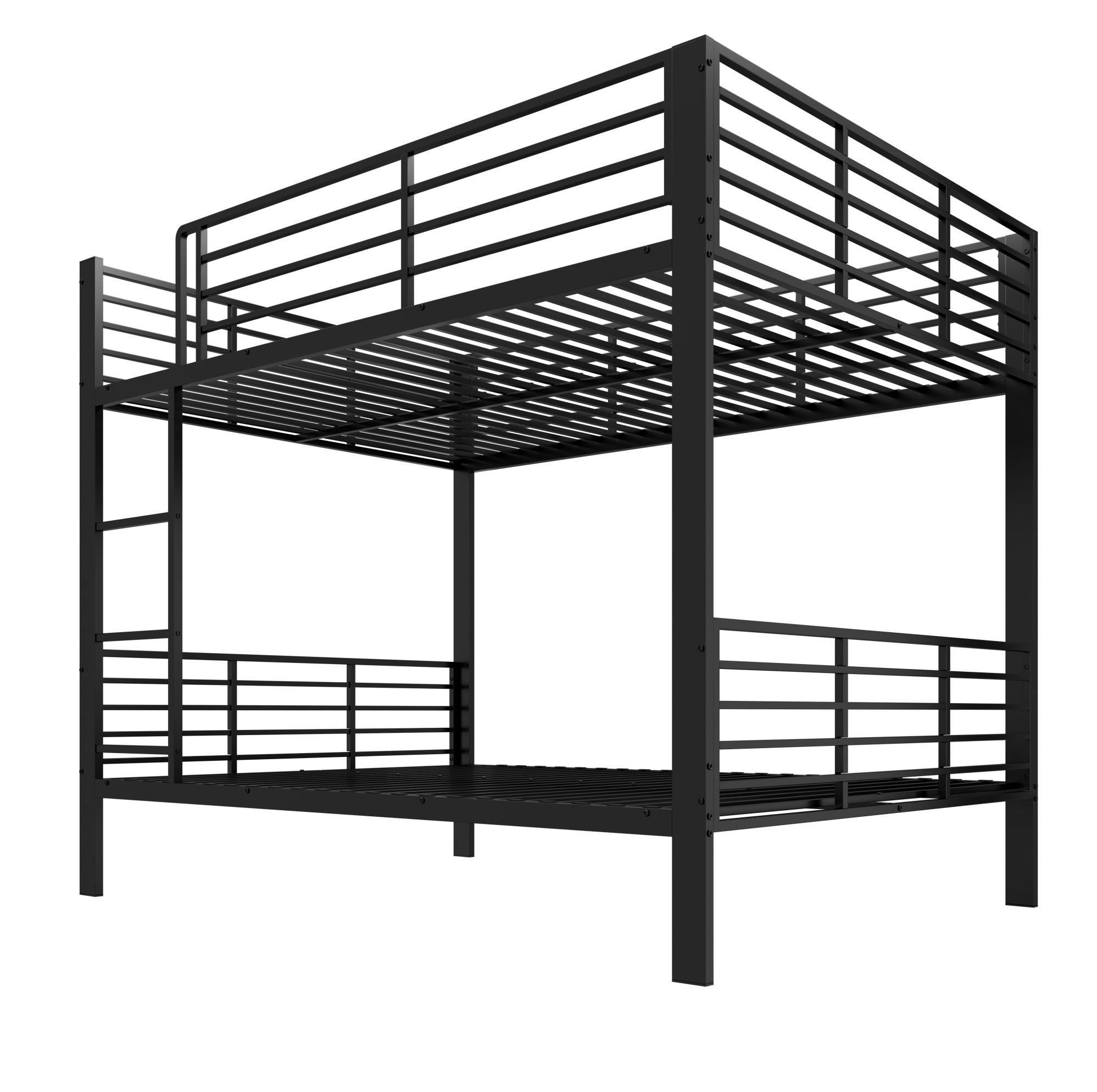 ETAGENBETT 140/200 cm aus Metall mit Sicherheitsgeländer, Schwarz - Schwarz, Metall (140/200cm) - OKMYHOME