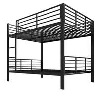 ETAGENBETT 140/200 cm aus Metall mit Sicherheitsgeländer, Schwarz - Schwarz, Metall (140/200cm) - OKMYHOME