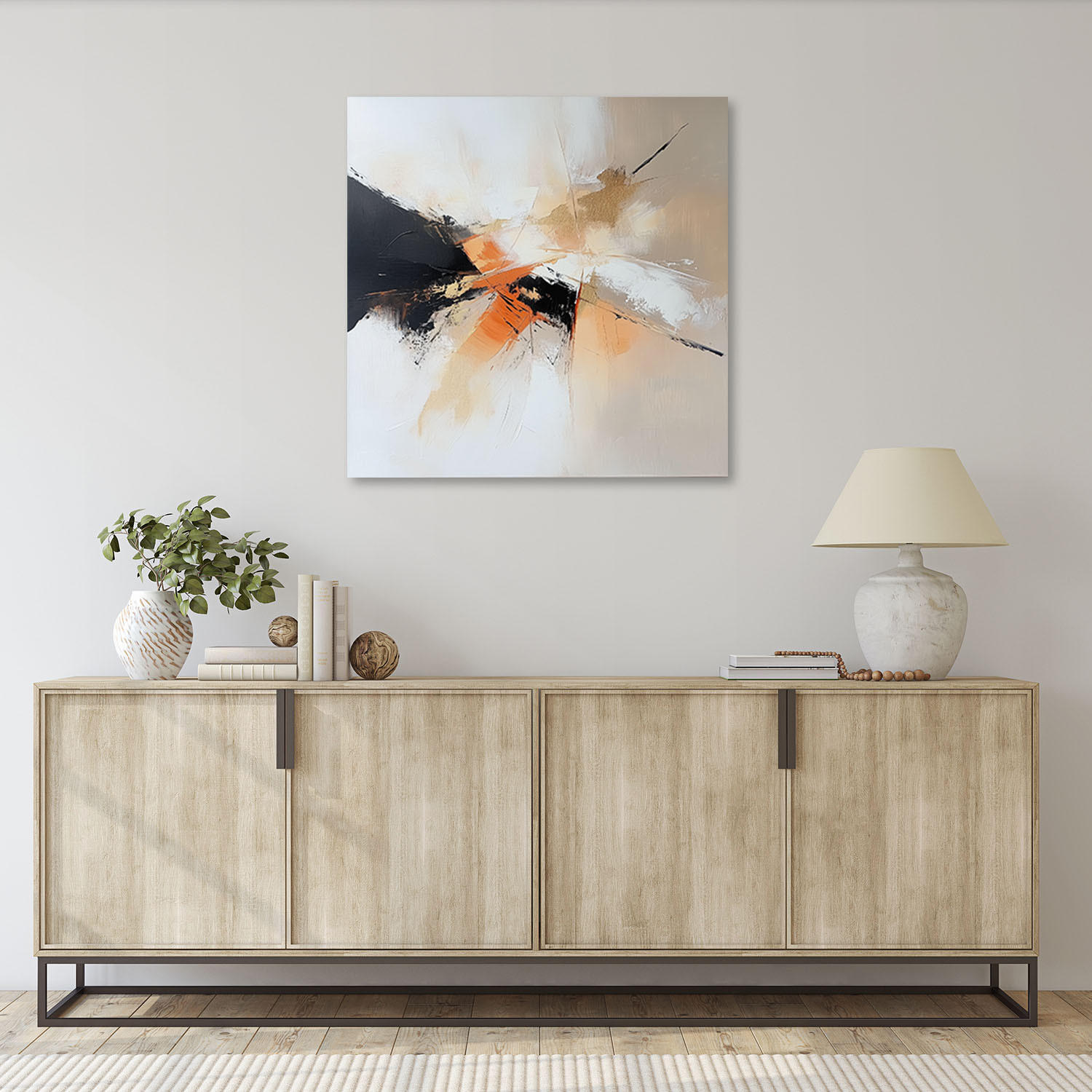 LEINWANDBILD Abstraktion beige orange 60x60cm - Beige, Textil (60/60cm) - Feeby