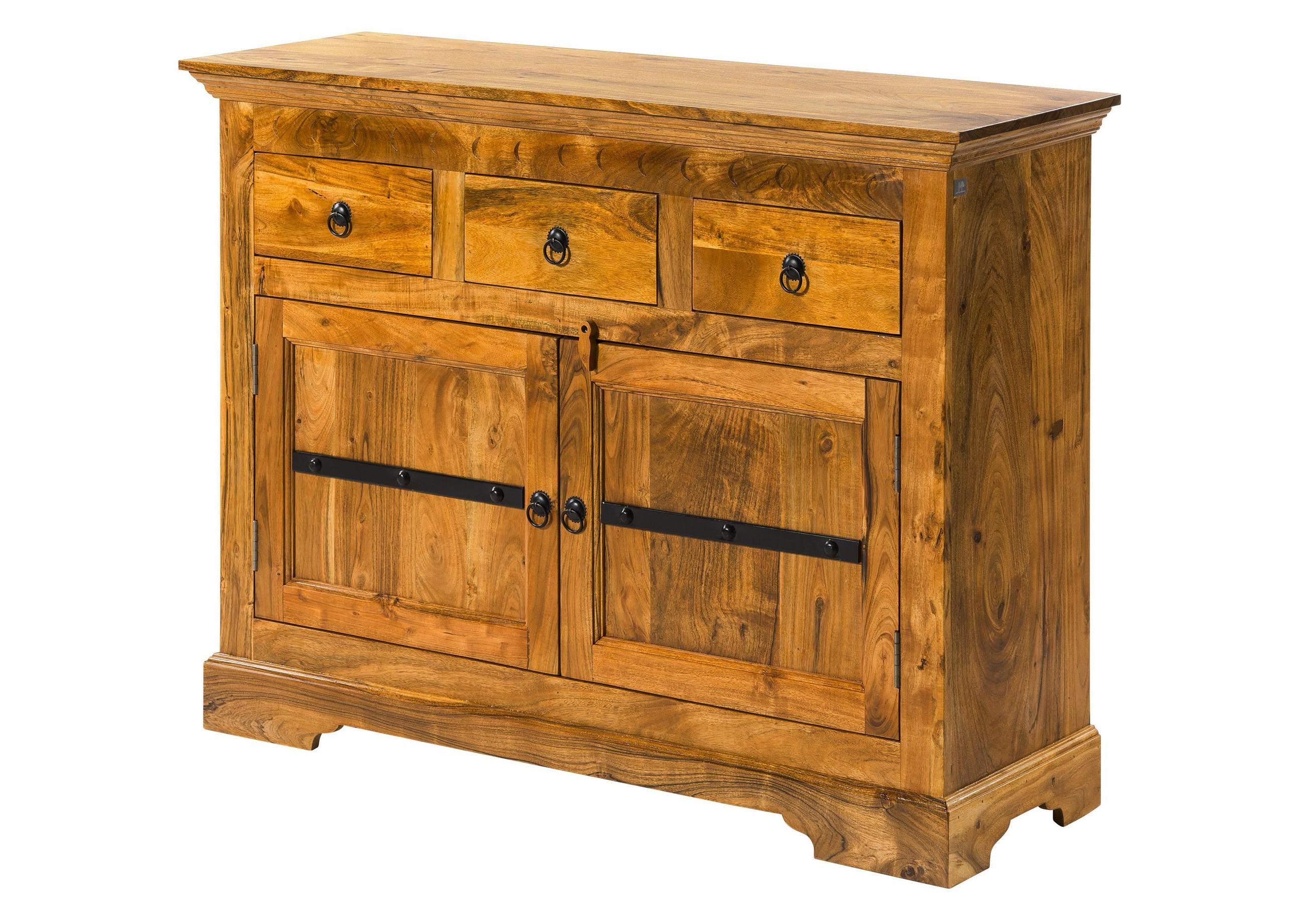 KOMMODE Akazie 120x40x90 honig lackiert OXFORD #0531 - Braun, Holz (120/90/40cm) - Massivmoebel24