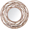 WANDSPIEGEL sandbeige Rattan 75 cm Burgis - Braun, Naturmaterialen (75/75/3cm) - Beliani