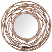 WANDSPIEGEL sandbeige Rattan 75 cm Burgis - Braun, Naturmaterialen (75/75/3cm) - Beliani