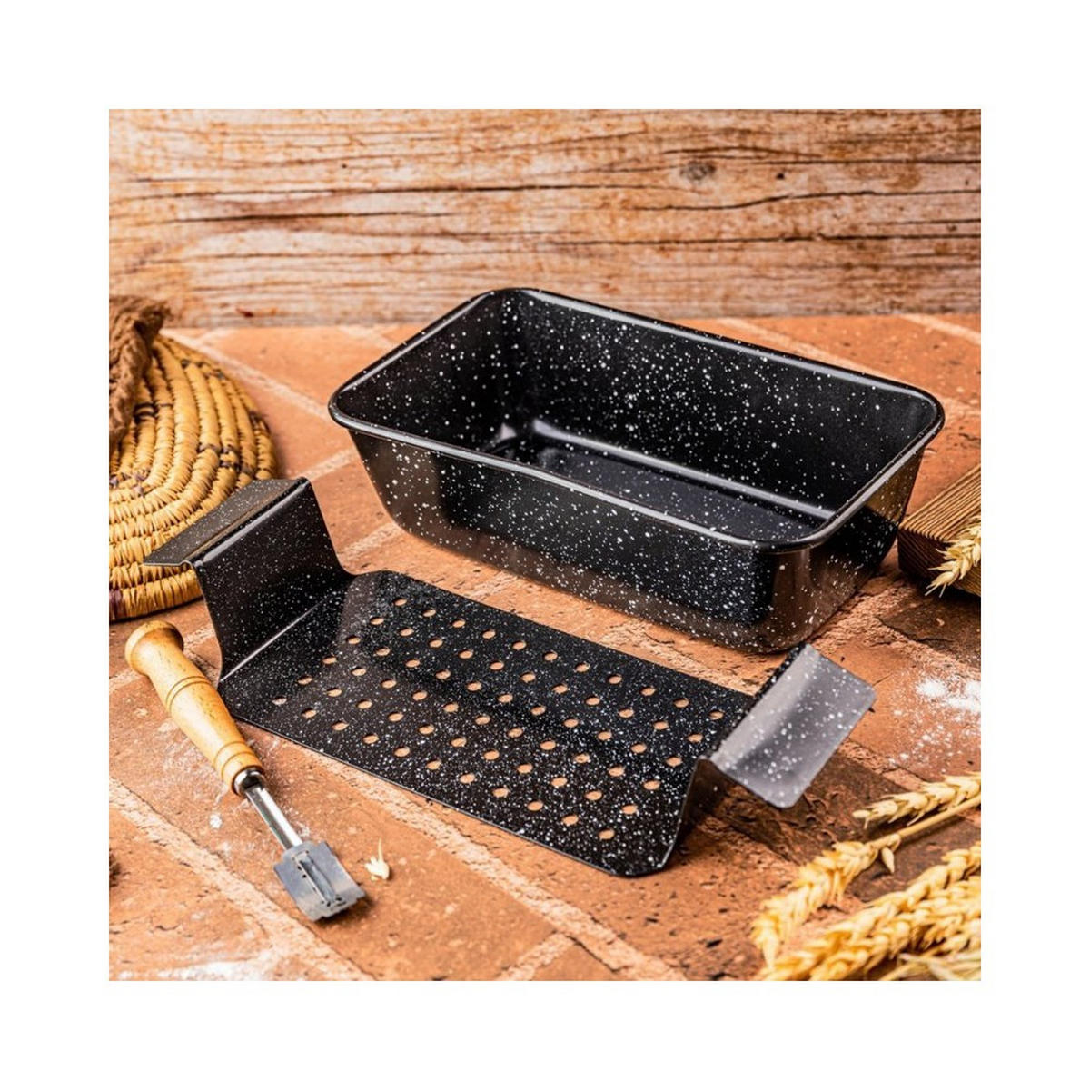 BROTBACKFORM 24x13,5cm mit Einsatz KH1953 - Schwarz, Metall (13.5/7/24cm) - Kinghoff 