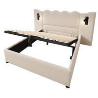 POLSTERBETT 160/200 cm Beige mit Leselampe und USB Type-C Ladefunktion - Beige, Textil (160/200cm) - Oxeza