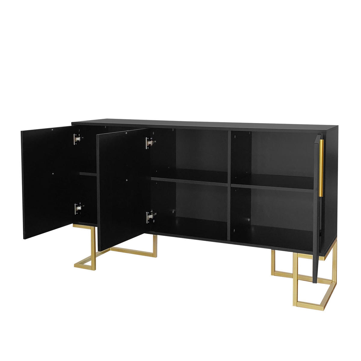 SIDEBOARD 130/40/80 cm schwarz aus MDF mit 3 Türen und verstellbaren Regalen - Schwarz, Holzwerkstoff (138/80.5/40cm) - OKWISH