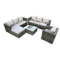 GARTENMÖBELSET Polyrattan 8-Sitzer - Dunkelgrau, Metall - Fimous