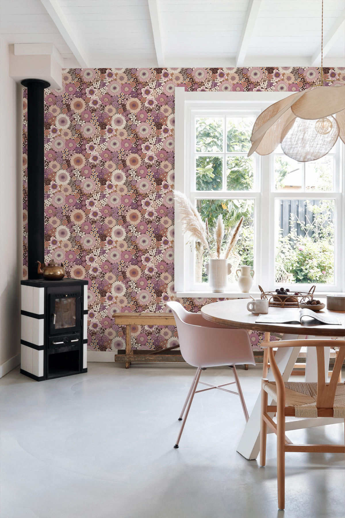 TAPETE Retro Blumen 53 cm x 10.05 m - Lila, Papier (53/1000cm) - ESTAhome