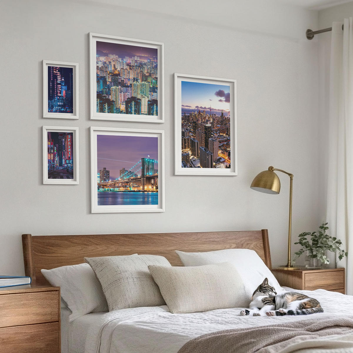 WANDBILDER 5er-Set - 50x50 cm & 20x30 cm & 40x60 cm Weißer Rahmen - Bergblumen Himmelsweg - Weiß, Kunststoff (40/60cm) - ArtPrintCave