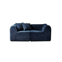 2-SITZER Sofa Samt mit 2 Kissen 193/87/67 cm Blau - Blau, Textil (87/67/193cm) - Redom