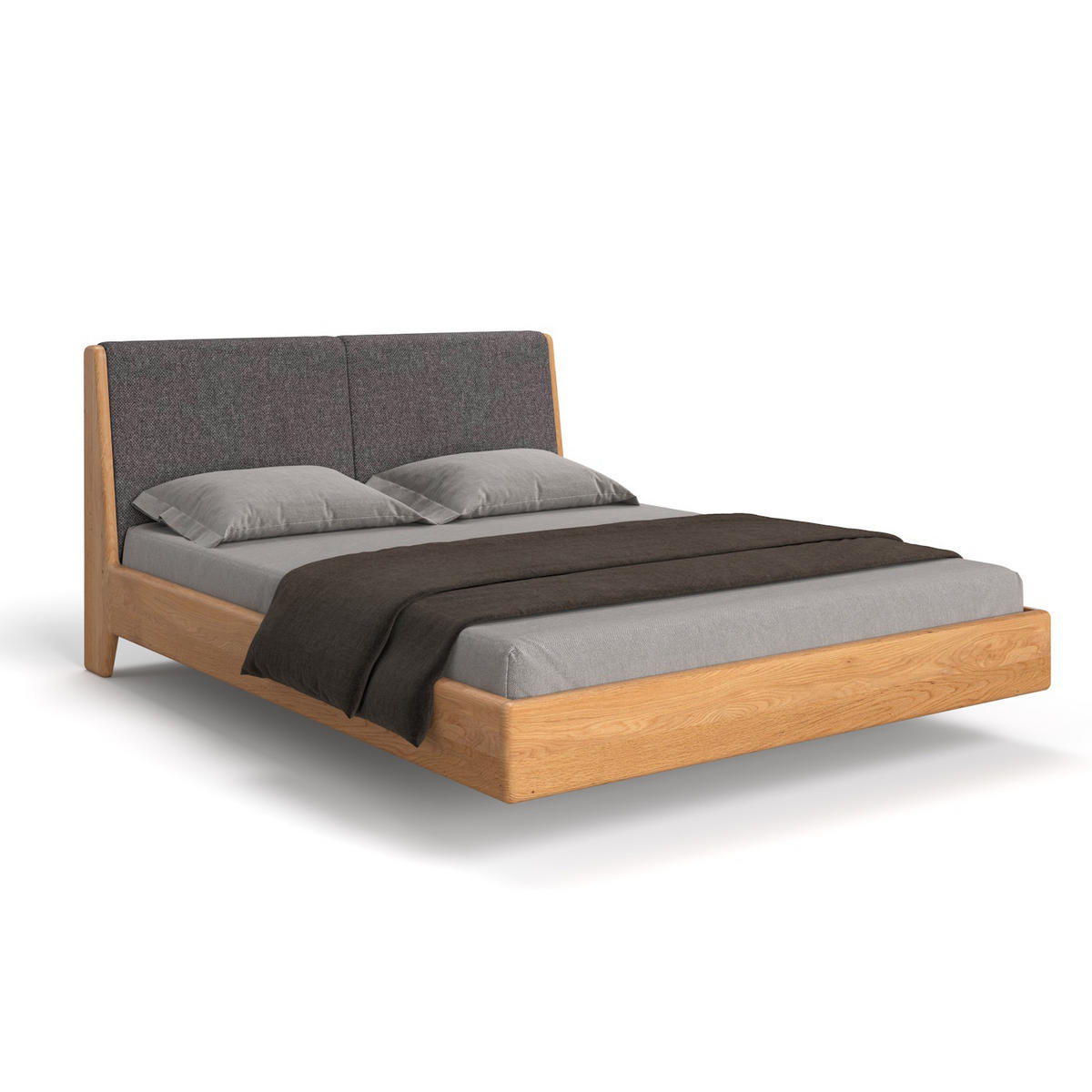 MASSIVHOLZBETT Lumo aus Eiche 200x220 cm, Storm 97 - Eichefarben/Naturfarben, Holz (200/220cm) - Danzz