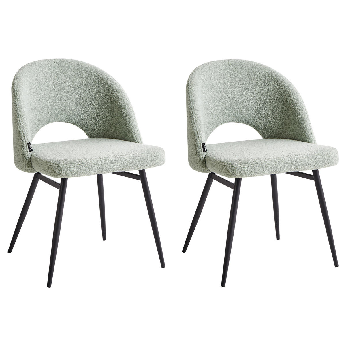 ESSZIMMERSTUHL 2er-Set Bouclé Hellgrün Onaga - Hellgrün, Textil (52/77/56cm) - Beliani